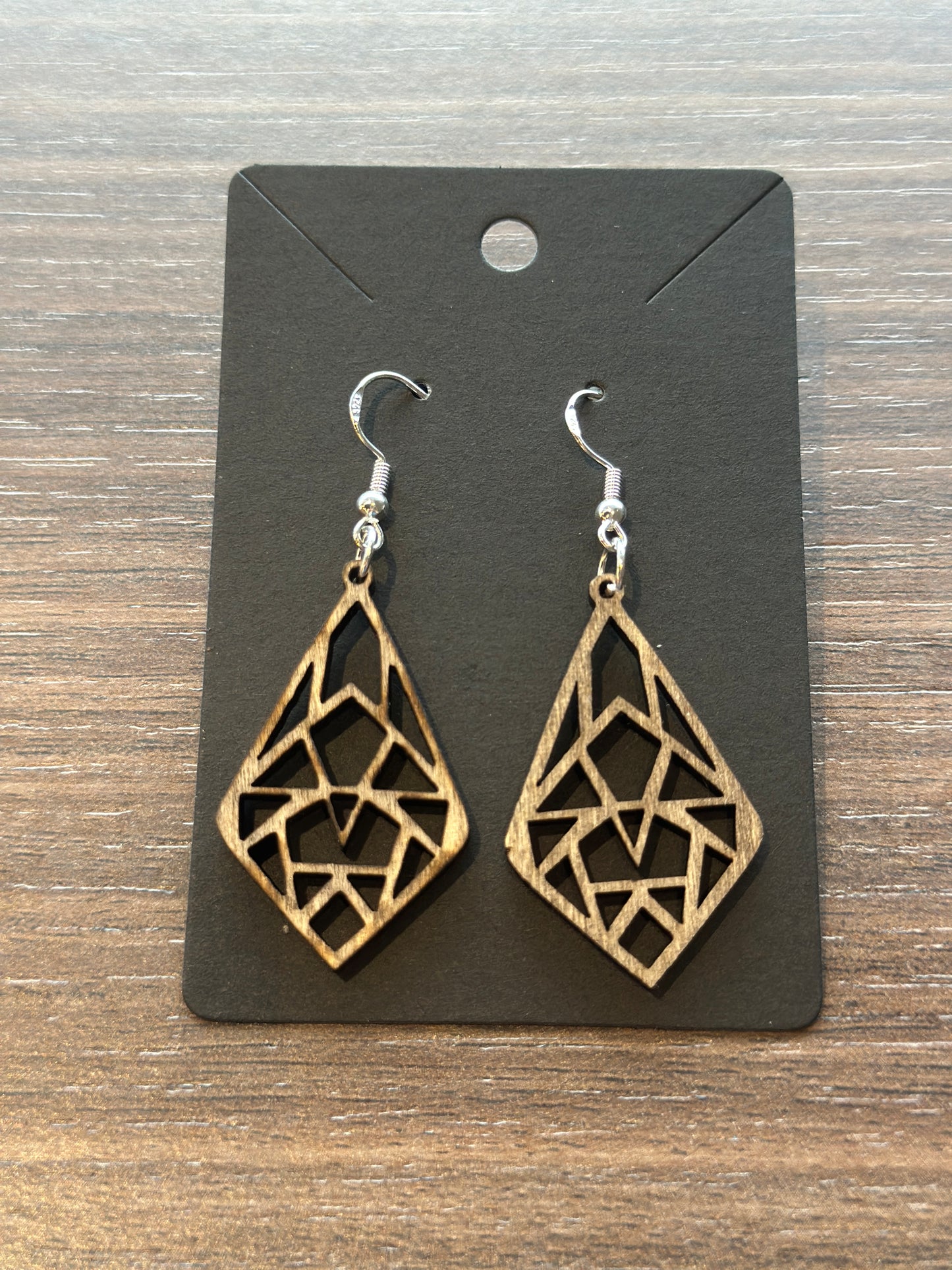 Boucles d'oreilles en bois losange déco