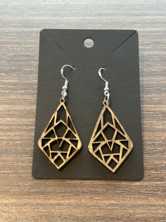 Boucles d'oreilles en bois losange déco