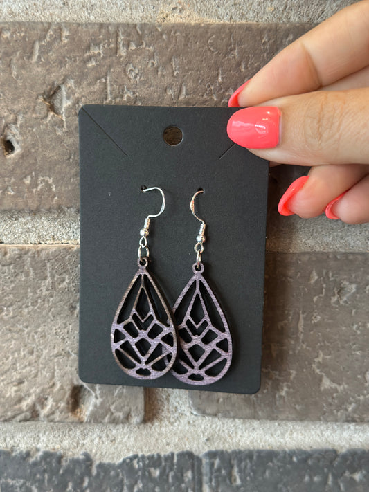 Boucles d'oreilles en bois goutte
